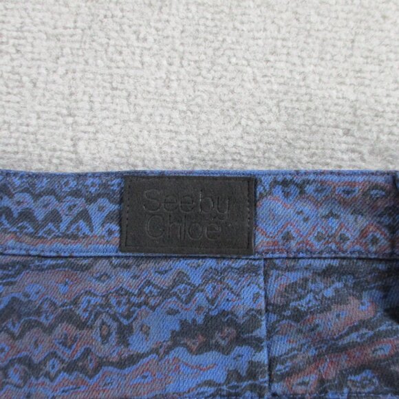 NWT See By Chloe Jeans Womens 32 Blue Space Dye Printed Patterned Skinny $350 - Picture 6 of 14